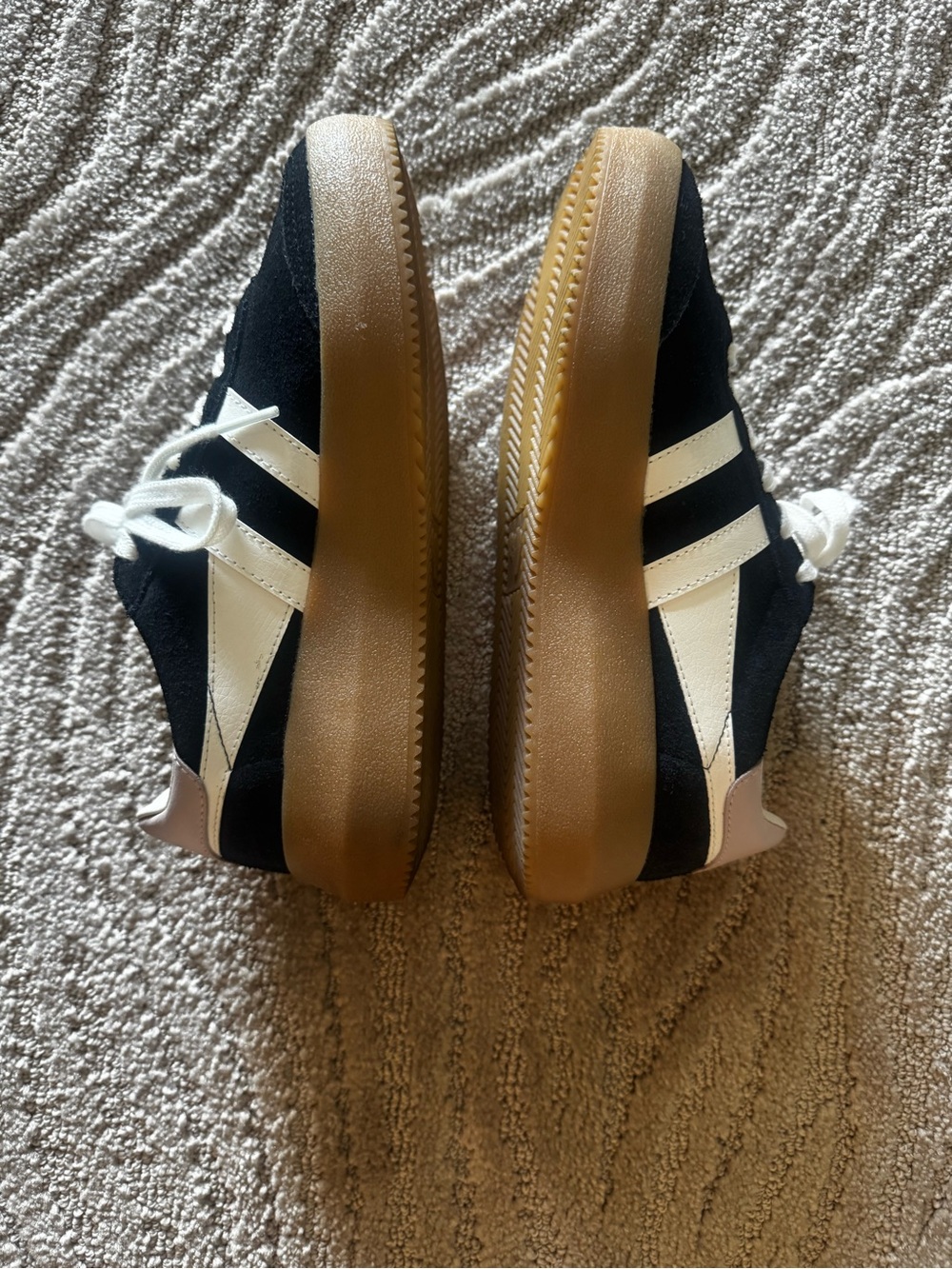 Gola Black Suede Sneakers with White Stripes and Gum Sole - Picture 4 of 5
